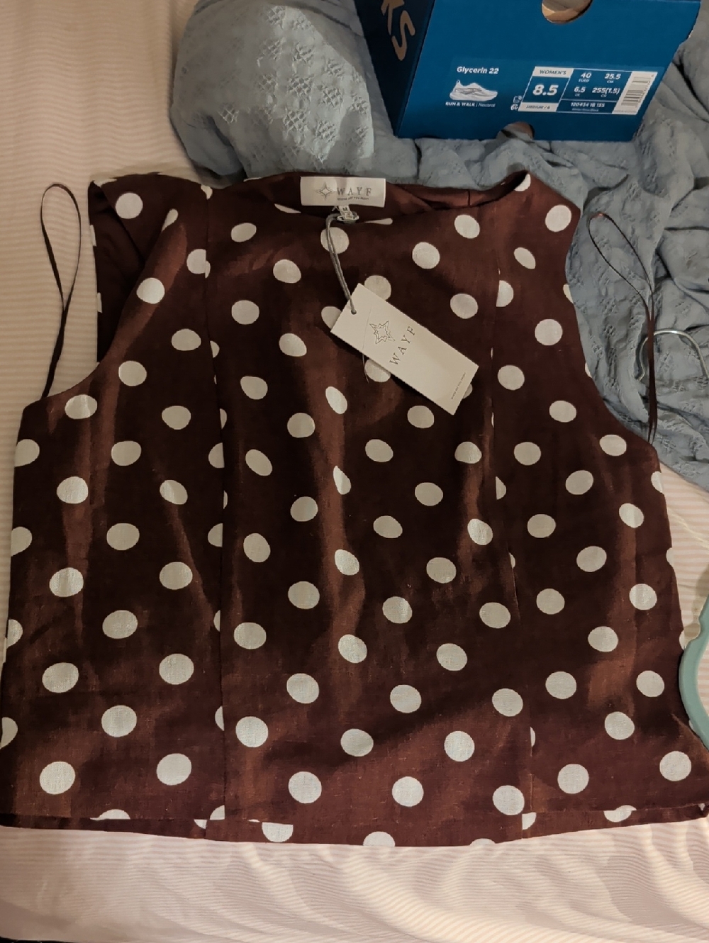 Wayf Brown Polka Dot Sleeveless Camisole - Brown/White